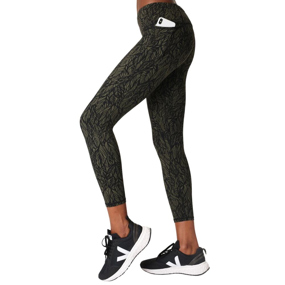 Sweaty Betty Women's Small Leggings Green Leaf Print Workout Yoga Pants